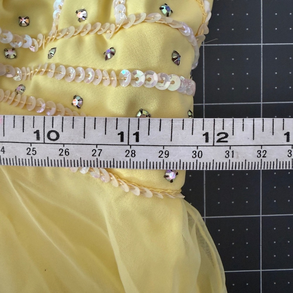 Vintage Womens 6 Butter Yellow Fairy Regency Babydoll Halter Prom Dress Ethereal - Picture 11 of 13